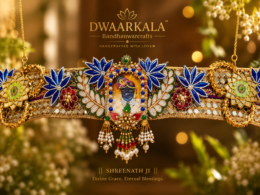 Shreenath Ji Toran – second view with blue lotus details