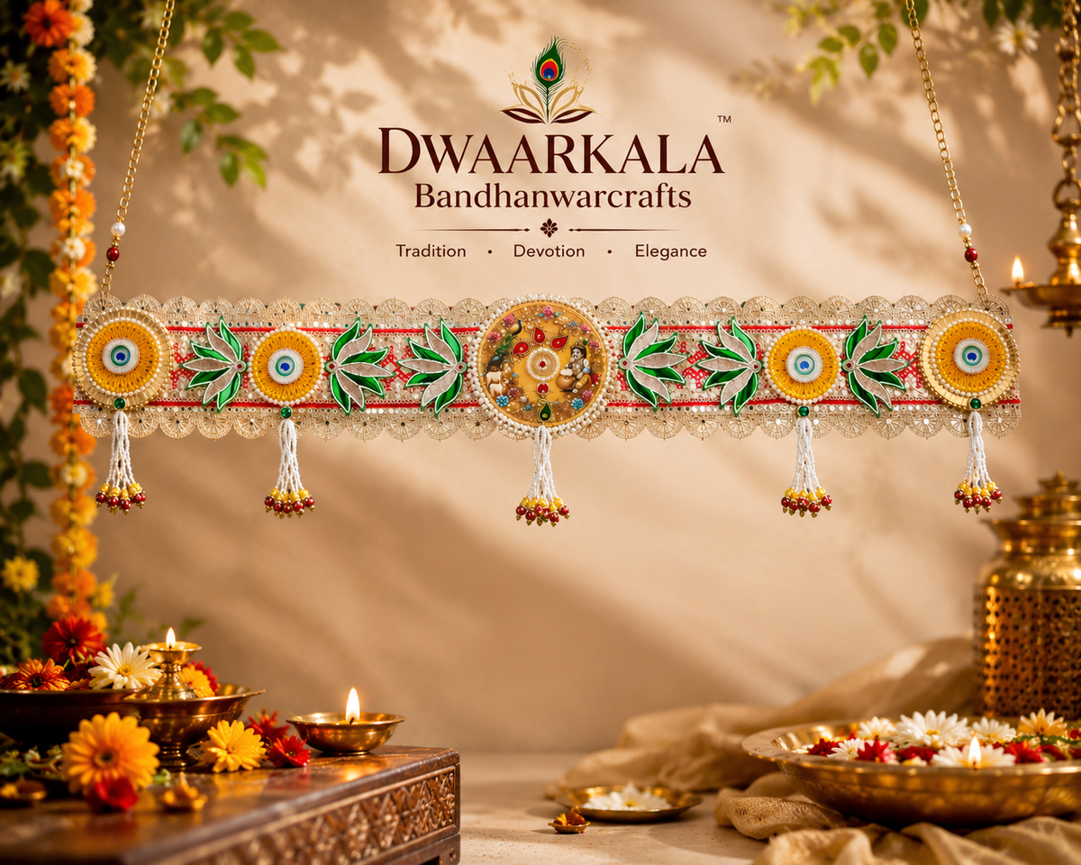 Jai Shree Shyam Bandhanwar – full hanging display with diya setup