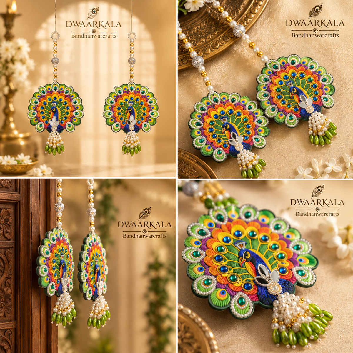Peacock Hangings – multi-angle and close-up detail shots