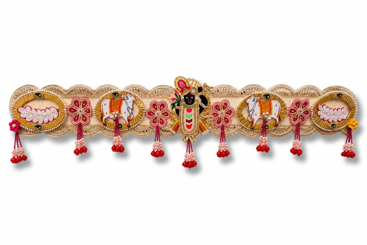 Handcrafted Shrinathji & Kamdhenu Cow Toran (Door Hanging)